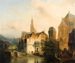 Eglise Pres De La Riviere by Jan Baptiste Tetar van Elven