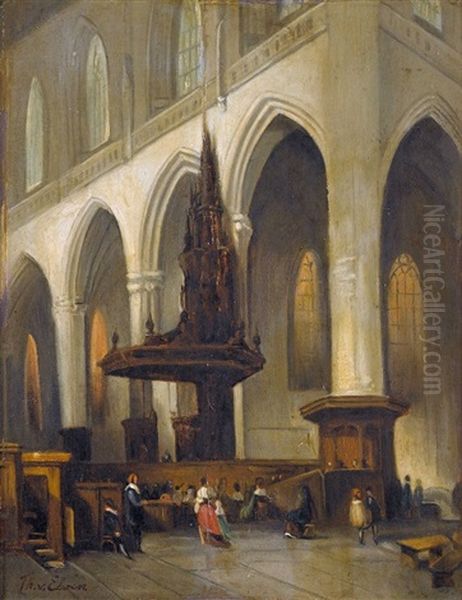 Kircheninterieur Mit Betenden - view 1
