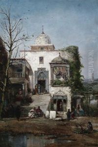 Sidi Bu Said. Geschaftiges Treiben Im Hofe Eines Tunesischen Palastes by Paul Constantin Dominique Tetar van Elven