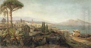 A View Of The Bay Of Naples With The Vesuvius Beyond
