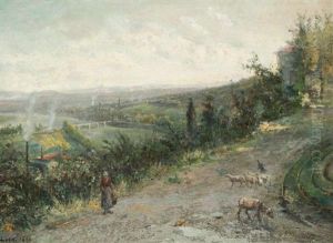 Bergere Et Son Troupeau Sur Les Hauteurs De Lyon