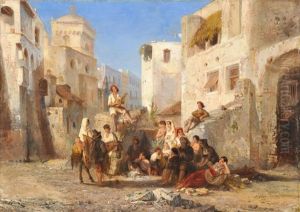 Escena Animada En Una Calle De Oriente by Pierre (Henri Theodore) Tetar van Elven