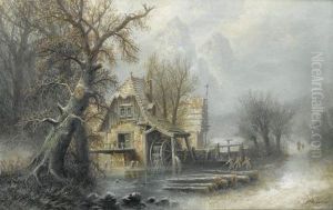 Winterlandschaft Mit Muhle Im Gebirge. by Albert Bredow
