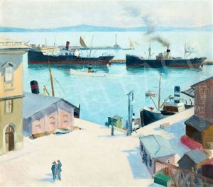 Harbour In France by Karoly Teuchert