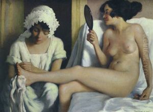 In The Boudoir by Karoly Teuchert
