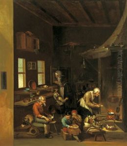 Eine Alte Frau Kocht Fur Ihre Familie Das Essen