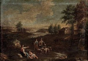 Flusslandschaft Mit Staffage by Franz-Joseph (Weber) Textor
