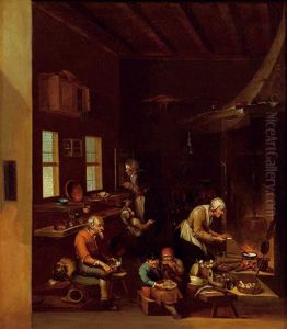 Beim Abendmahl Am Offenen Feuer by Franz-Joseph (Weber) Textor