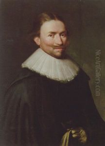 Portrait Of A Gentleman Wearing Black Costume And White Ruff, Holding A Glove