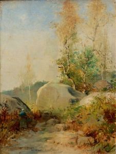 Landschap Met Berkenbomen En Keien by Henry Jones Thaddeus
