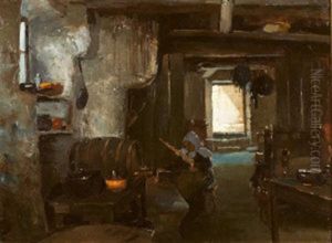 A Breton Interior by Henry Jones Thaddeus
