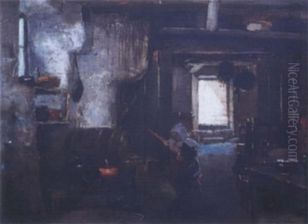Interieur De Ferme, La Fileuse - view 1