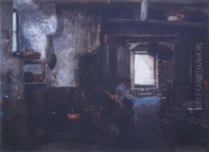 Interieur De Ferme, La Fileuse by Henry Jones Thaddeus