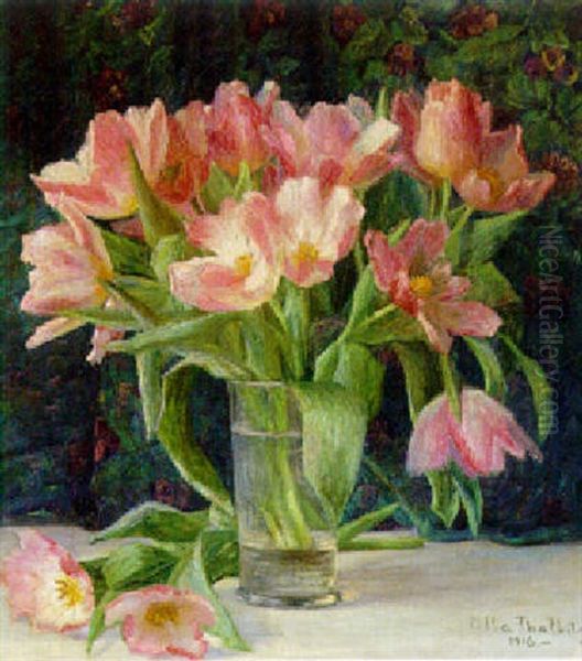 Tulips In A Glass Vase - view 1