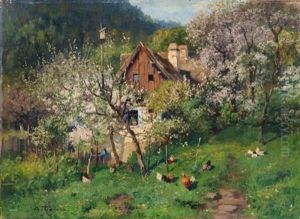 Fruhling In Kuntratitz (kundratitz, Tschechien) by Adolf Gustav Thamm