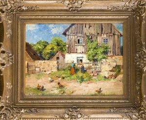 Sommerliche Dorfidylle by Adolf Gustav Thamm