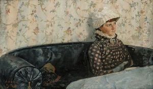 Ingeborg I Sofaen, Sando 1882 by Frits Thaulow