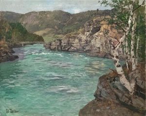 Bjerketraer Ved Otta Elven by Frits Thaulow
