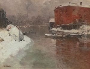 Vinter Ved Akerselven by Frits Thaulow