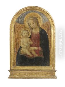 The Madonna And Child Before A Gold Cloth Of Honour With Integral Frame The Madonna And Child Before A Gold Cloth Of Honour With Integral Frame