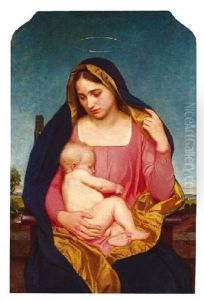 Madonna Mit Dem Christuskind Vor Landschaftshintergrund by Max Thedy