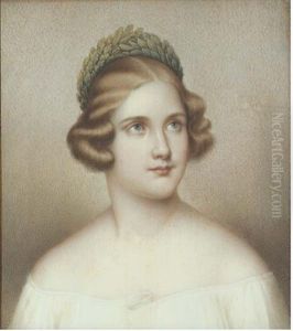 Jenny Lind, In White Dress, Crown Of Laurels In Her Curled Light Brown Hair