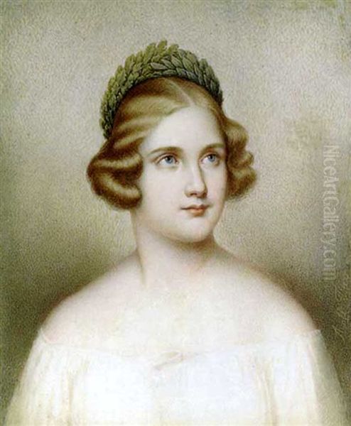 Jenny Lind, In White Dress, Crown Of Laurels In Her Curled Light Brown Hair - view 1