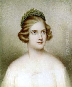 Jenny Lind, In White Dress, Crown Of Laurels In Her Curled Light Brown Hair