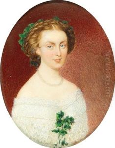 A Portrait Of A Lady With Braided Hair And Ivy In It by Albert Theer