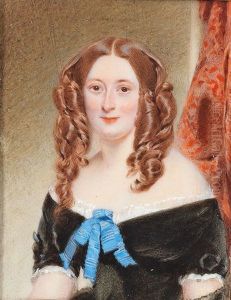 A Portrait Of A Lady With Red Hair And Long Curls by Robert Theer