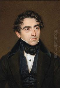 A Portrait Of A Gentleman With Dark Her And Thick Eyebrows by Robert Theer