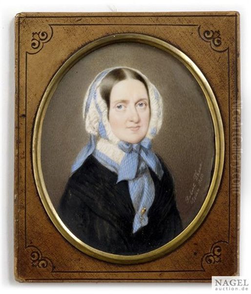 Portrait Einer Jungen Dame Mit Blau-weiser Haube - view 1