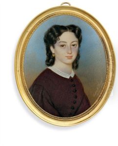 A Young Lady In Aubergine Dress With White Lace Collar