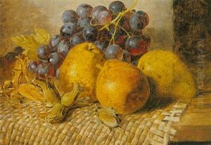 A Still Life With Pears And Grapes