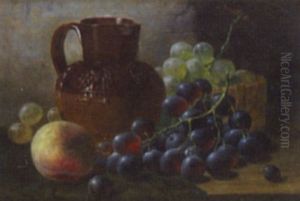 Still Life Of An Earthenware Jug And Fruit Displayed On A Table