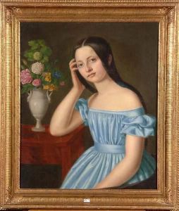 Portrait D'une Jeune Fille Accoudee by Peter Carl Bredt