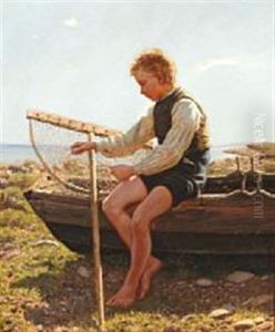 A Boy Repairing The Net by Hans Michael Therkildsen