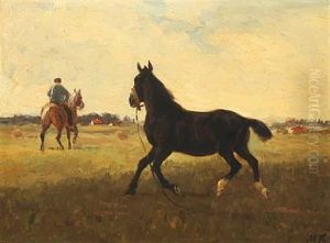 Horses In The Field by Hans Michael Therkildsen