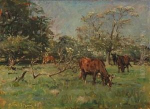 Cows Grazing Among Flowering Trees by Hans Michael Therkildsen