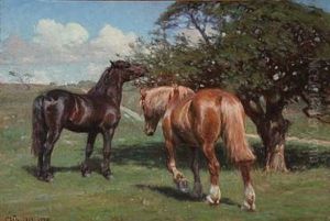 Summer Landscape With Two Horses by Hans Michael Therkildsen