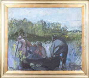 Harvesters In Boat Ii by Ellen Thesleff