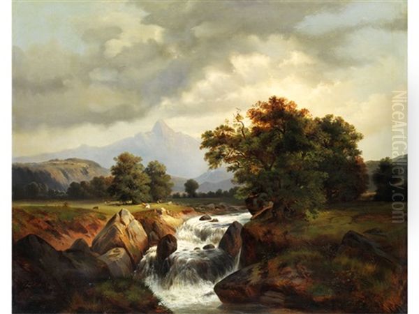 Alpenlandschaft Mit Wasserfall - view 1