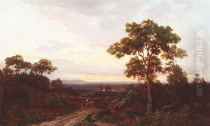 Weite Sommerliche Landschaft Im Abendrot by Fuerchtegott Thessel