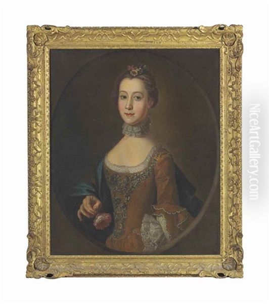 Portrait Of A Lady Holding A Flower - view 1