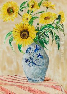 Stillleben Mit Vase Und Sonnenblumen
