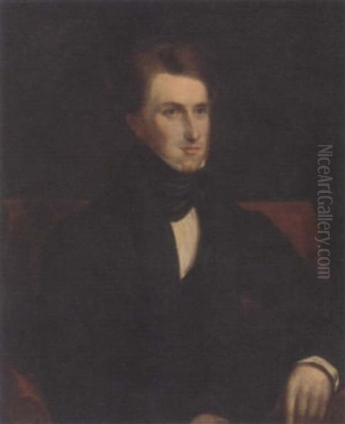 Portrait Of A Gentleman, Seated, In A Black Suit And Black Coat - view 1