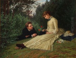 A Young Couple In A Forest Clearing