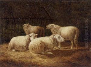Sheep In A Stable by Anton Thiele