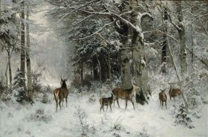 Deer In A Winter Landscape