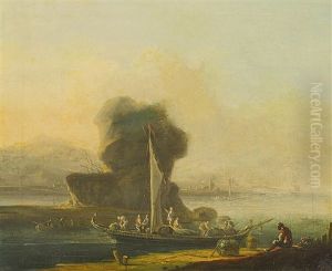 Flusslandschaft Mit Hafen